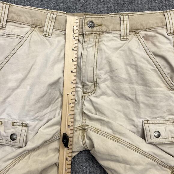 Carhartt Cargo Shorts Mens 32 Beige Relaxed Fit Workwear Utility Faded - Picture 8 of 9